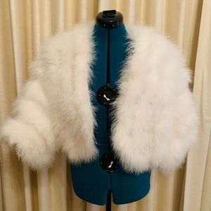 Ivory cream feather bolero vest jacket shawl wedding bridal